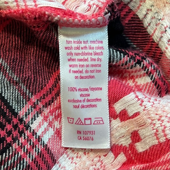 Justice Cold Shoulder Top Girl's Pink Plaid Lace Accents Long Sleeve Size 10 - Picture 6 of 6